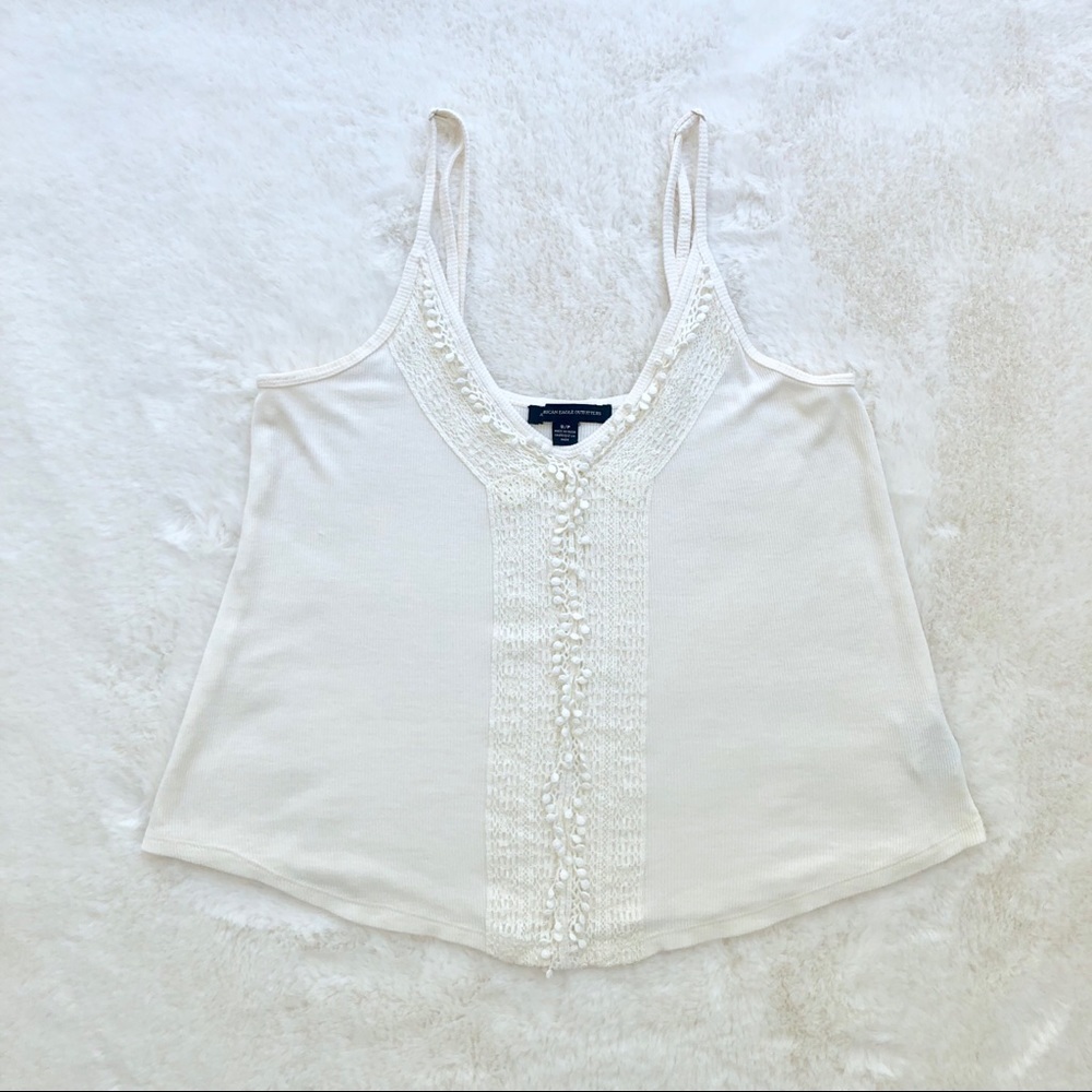 American Eagle Cream Boho-Style Tank Top